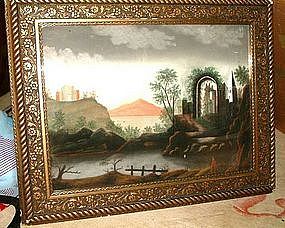 285x228 Pastel Color Sandpaper Painting C 1850 (Item - Sandpaper Painting