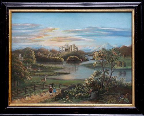 500x403 Spectacular And Rare Large Sandpaper Painting C1860 (Item - Sandpaper Painting