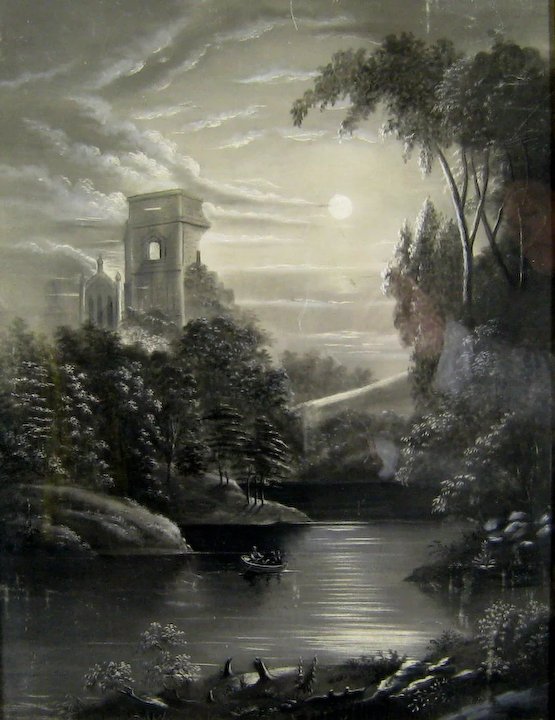 555x720 Antique Sandpaper Drawing C.1860 Marble Dust Painting Sold Ruby Lane - Sandpaper Painting