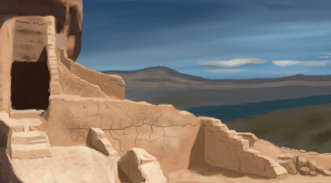 672x372 Sandstone Ruins Digital Painting In Gimp - Sandstone Painting
