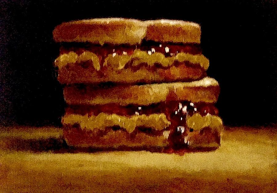 900x628 Double Stacked Peanut Butter And Jelly Sandwich Painting By - Sandwich Painting