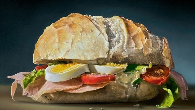 632x358 Egg Sandwich Painting By Dutch Artist Tjalf Sparnaay - Sandwich Painting