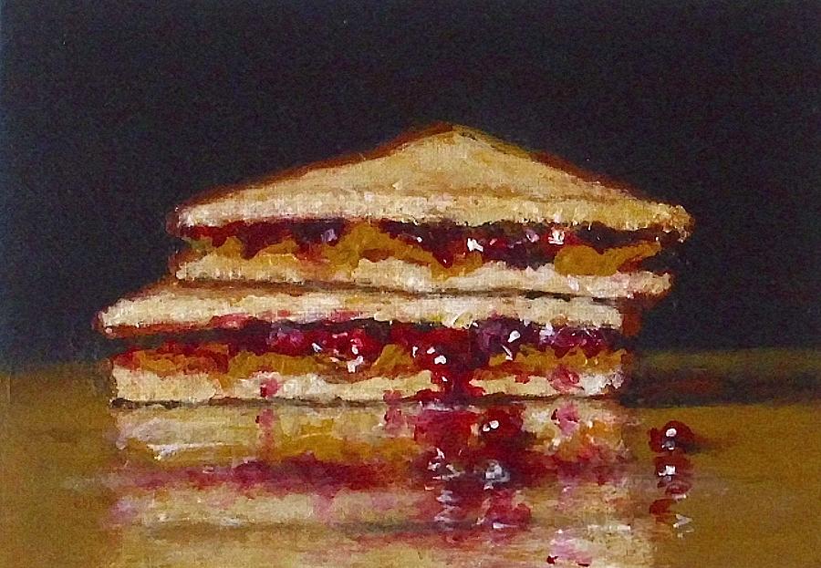 900x623 Peanut Butter And Lotsa Jelly Sandwich Painting By William Mclane - Sandwich Painting