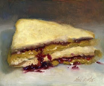365x300 Peanut Butter And Jelly Sandwich 8 X10 On Panel Original Art - Sandwich Painting