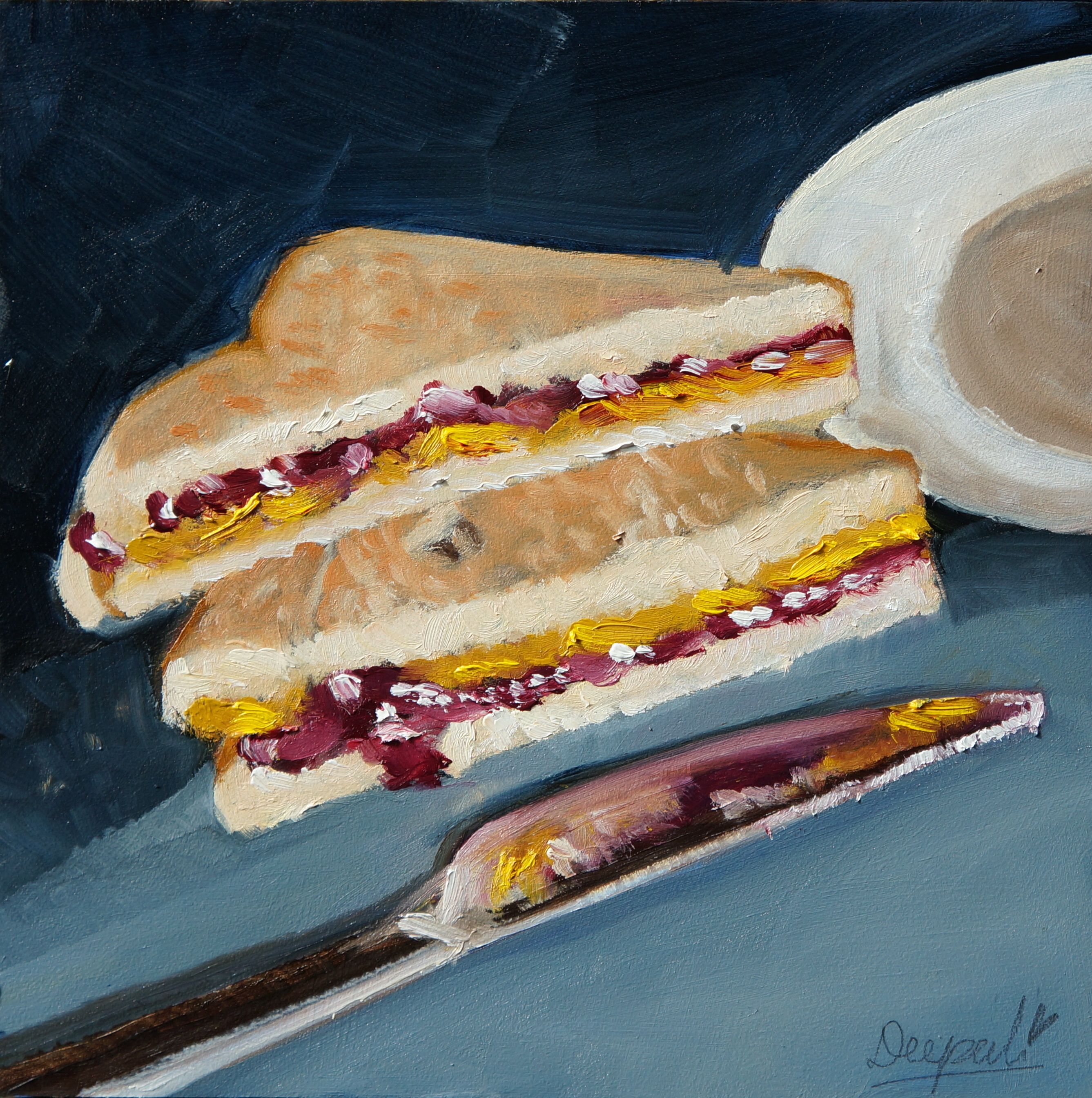 2674x2689 Peanut Butter And Jelly Sandwich, Daily Painting By Dipali - Sandwich Painting