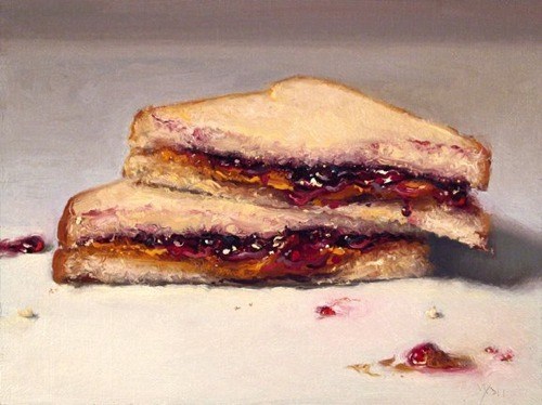 500x374 Abbey Ryan's Painting Of A Peanut Butter And Jelly Sandwich - Sandwich Painting