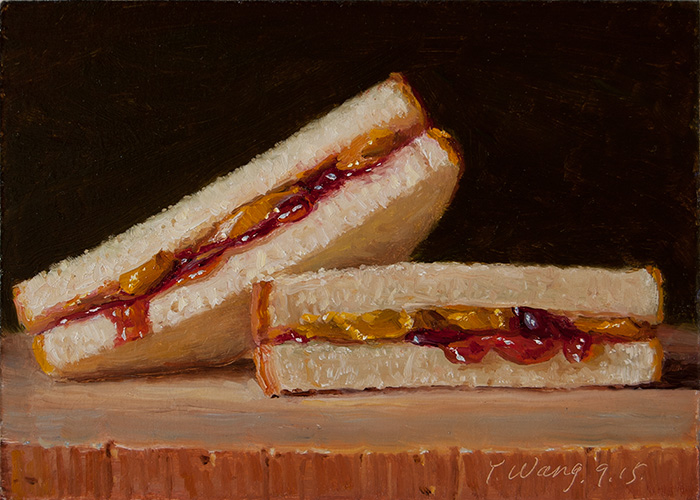 700x500 Wang Fine Art Pbampj Sandwich Daily Painting Aday Food Bread Peanut - Sandwich Painting