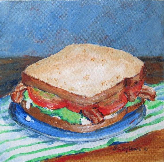 570x564 Blt Sandwich Signed Print, 9x9, Sandwich Art, Kitchen Art - Sandwich Painting