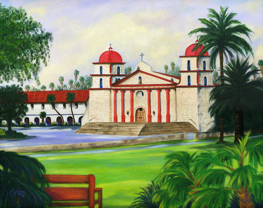 900x715 Santa Barbara Mission Painting By Colleen Ward - Santa Barbara Painting