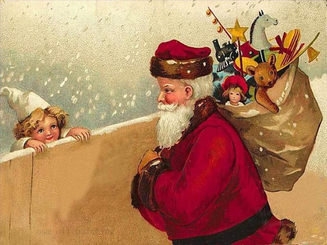 640x479 Home Decor Art Christmas Picturer Santa Claus Is Taking With Boy - Santa Claus Oil Painting