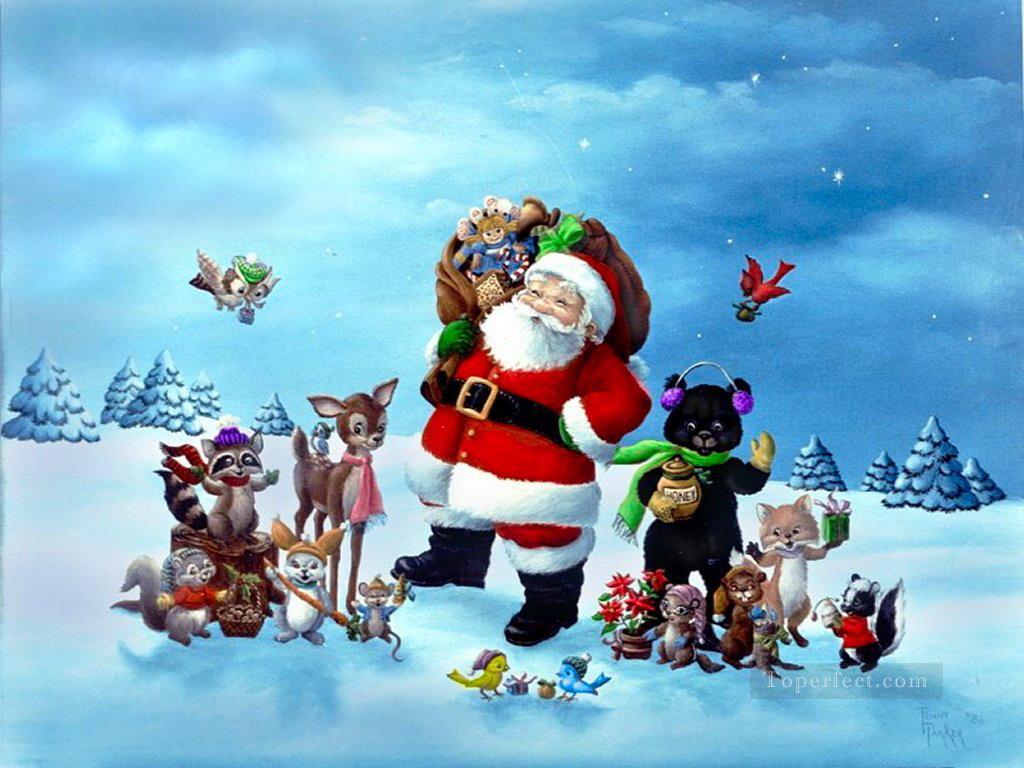 1024x768 Xs024 Kids Christmas Santa Claus Painting In Oil For Sale - Santa Claus Painting