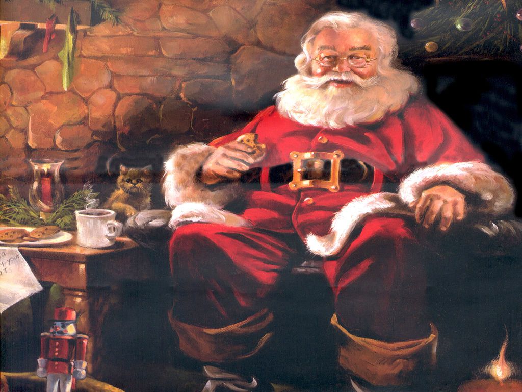 1024x768 Famous Santa Claus Painting Beautiful - Santa Claus Painting