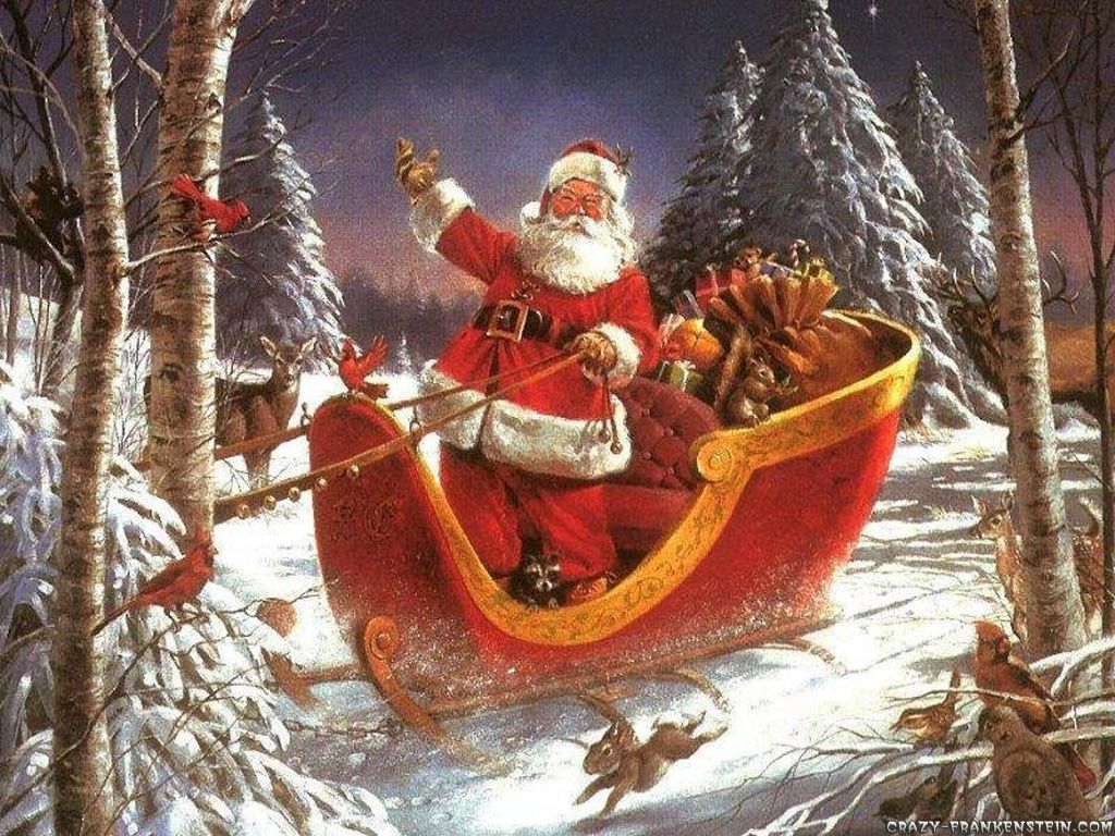 1024x768 Fantastic Santa Claus Painting - Santa Claus Painting