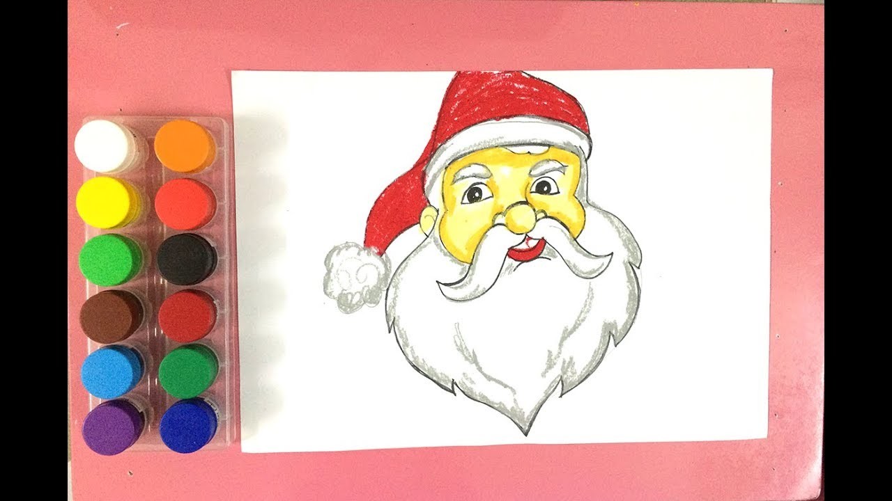 1280x720 How To Draw Santa Claus 1, Painting Christmas Kids, Art - Santa Claus Painting For Kids