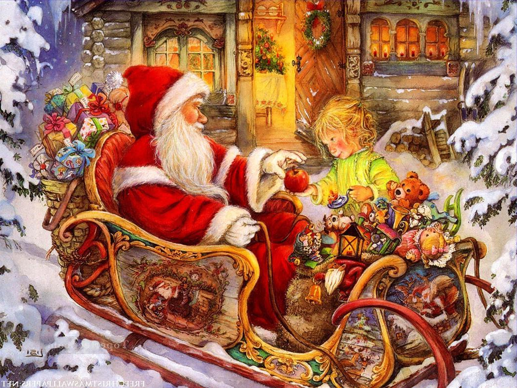 1050x787 Paintings Of Santa Claus Xs104 Kids Christmas Santa Claus Painting - Santa Claus Painting For Kids