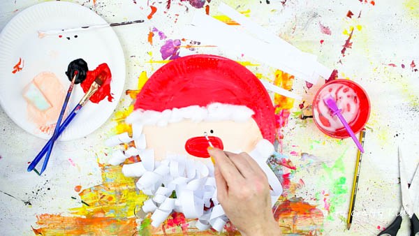 600x338 Paper Plate Santa Claus - Santa Claus Painting For Kids