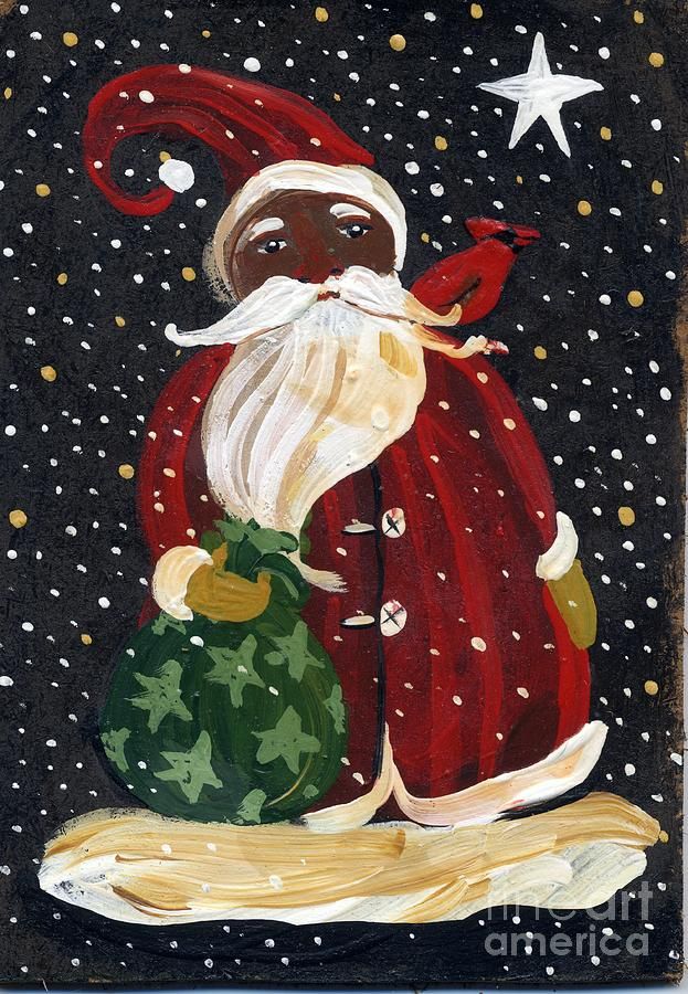 623x900 African American Santa Claus Painting - Santa Claus Painting For Kids