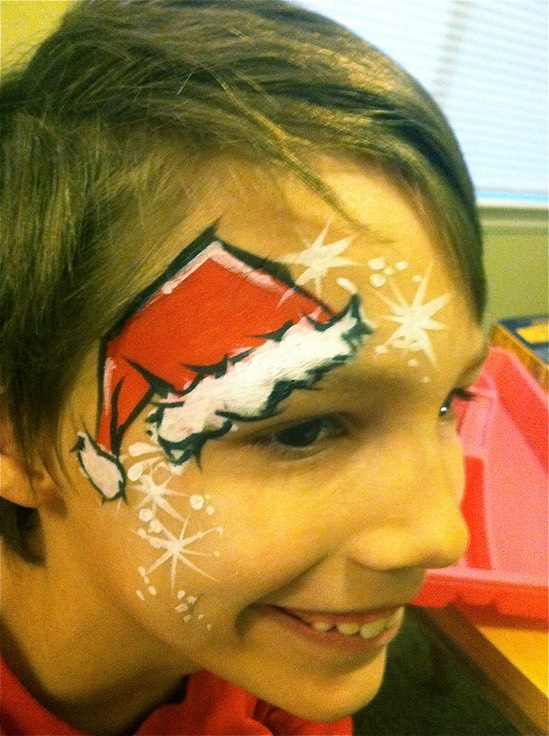 549x736 Santa Hat Face Paint Design Denver Colorado Face And Body Art - Santa Face Painting
