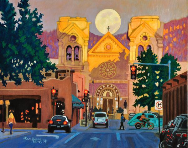 600x472 Art West Original Oil Painting Temple Moon - Santa Fe Painting
