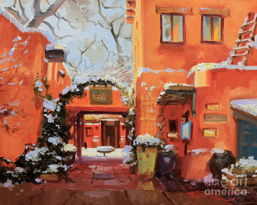 900x720 Santa Fe Cafe Painting By Gary Kim - Santa Fe Painting