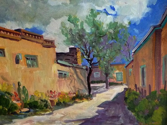 576x432 Street In Santa Fe Painting By Liliana Simanton Fine Art Oil Paintings - Santa Fe Painting