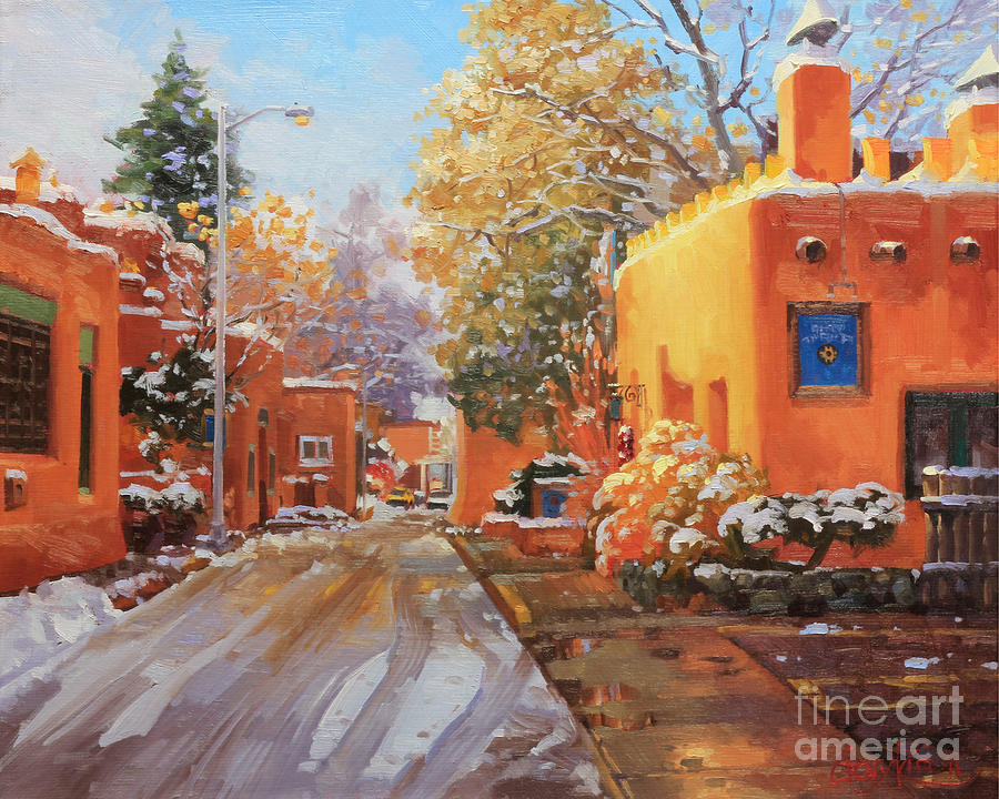 900x720 The Winter Beauty Of Santa Fe Painting By Gary Kim - Santa Fe Painting