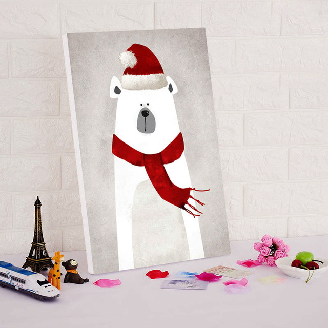 640x640 Diy Oil Painting Cute Bear With Christmas Hat Digital Paint By - Santa Hat Painting