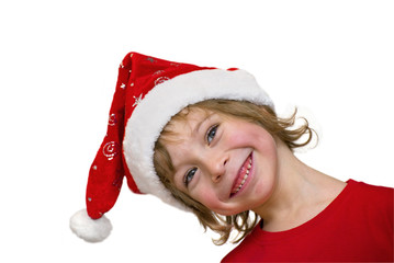 359x240 Little Boy With Santa Hat Painting Red Christmas Banner On The W - Santa Hat Painting