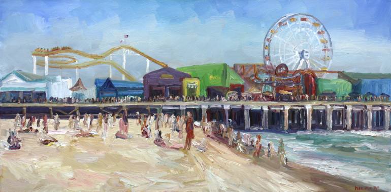 770x379 Saatchi Art Pacific Park Santa Monica Pier Painting By John Kilduff - Santa Monica Painting