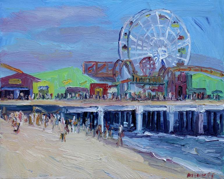 770x613 Saatchi Art Santa Monica Pier Painting By John Kilduff - Santa Monica Painting