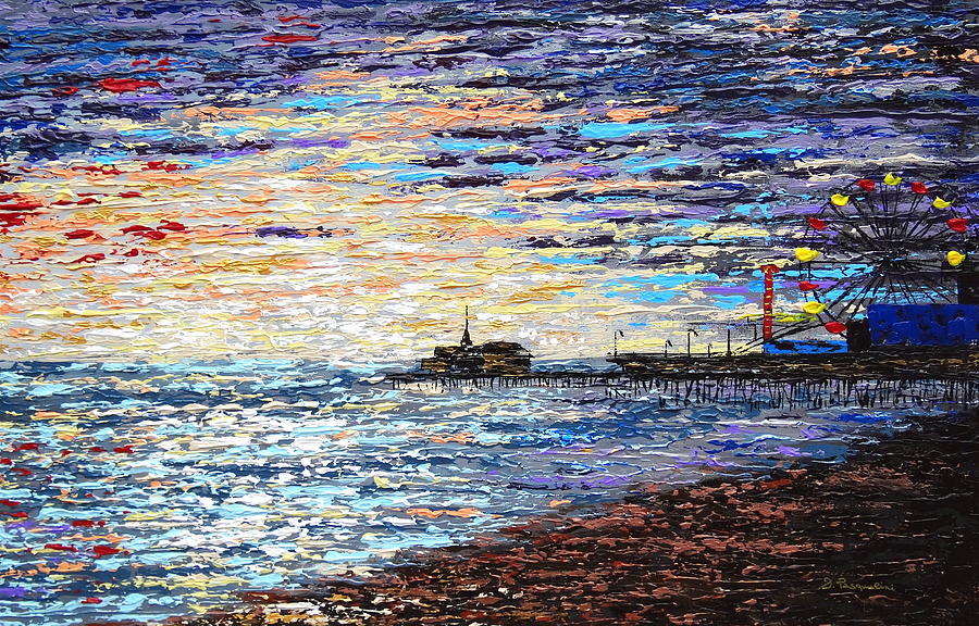 900x576 Santa Monica Pier Sunset Painting By Daniela Pasqualini - Santa Monica Painting