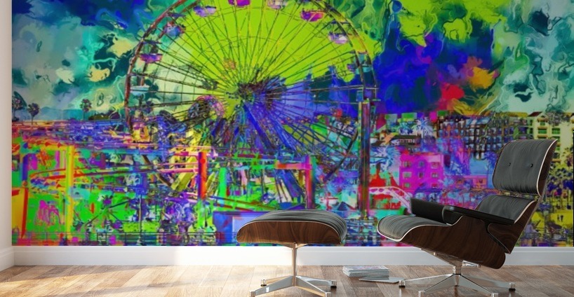 818x424 Ferris Wheel And Buildings - Santa Monica Painting