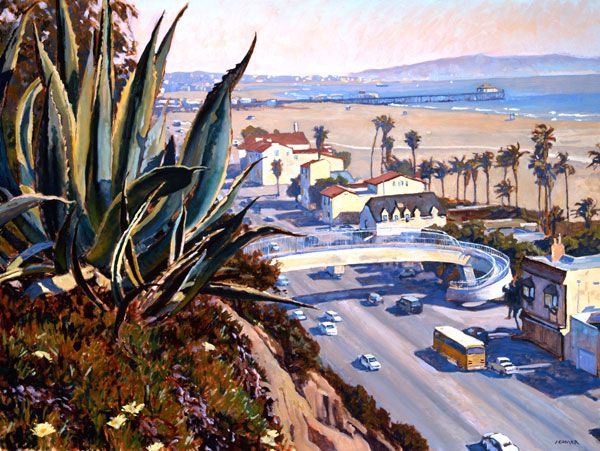 600x451 Pch Amp Santa Monica Bay California Landscape Painting Canvas Giclee - Santa Monica Painting