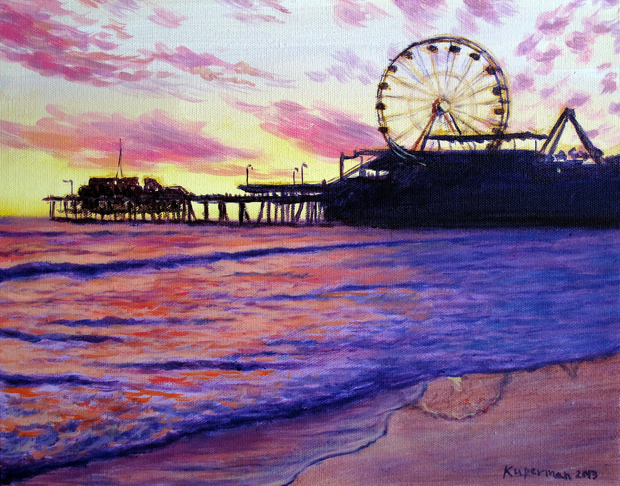 900x705 Landscape - Santa Monica Pier Painting