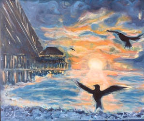 298x251 Paintings - Santa Monica Pier Painting