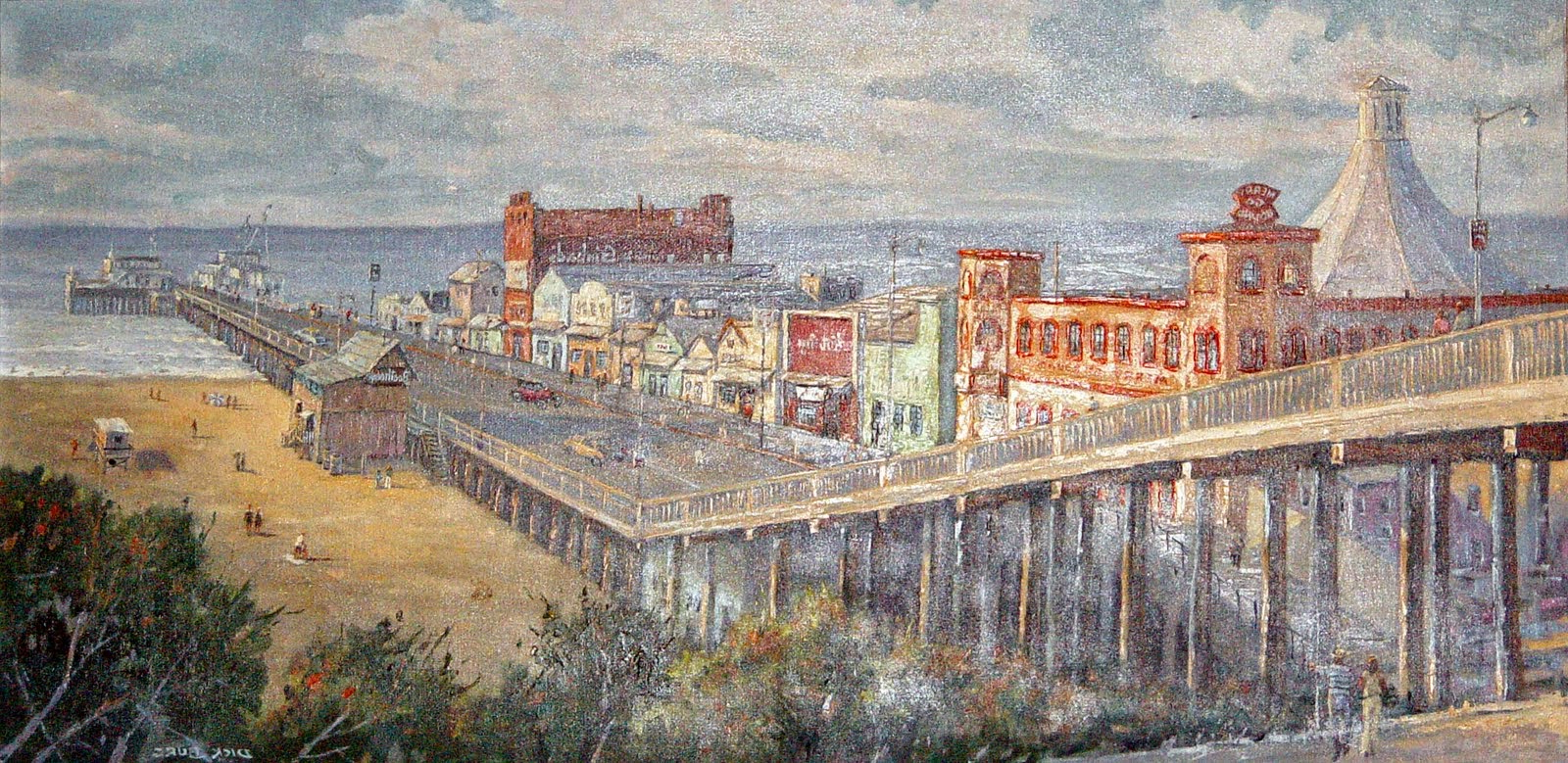 1600x779 Santa Monica Pier Painting Experiencing Los Angeles Vintage Santa - Santa Monica Pier Painting