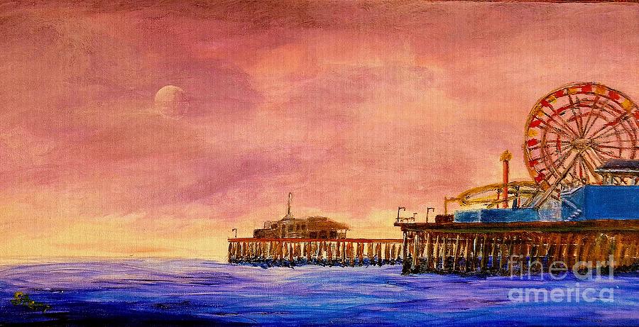 900x461 Santa Monica Pier Painting By Irving Starr - Santa Monica Pier Painting