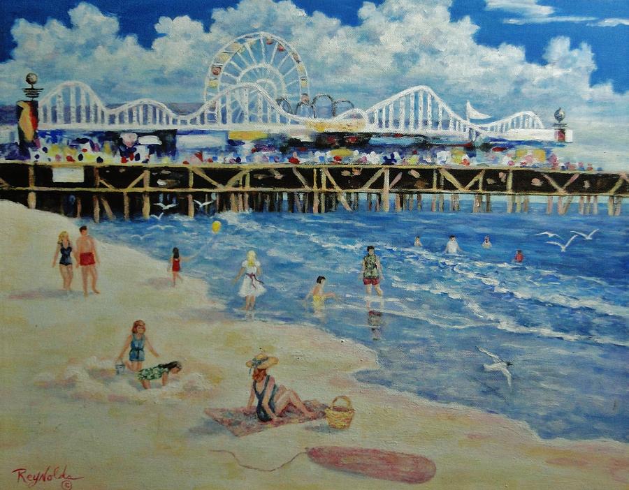 900x702 Happy Day At Santa Monica Beach And Pier Painting By Carol Reynolds - Santa Monica Pier Painting