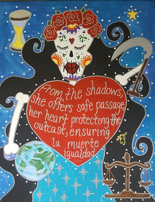 599x783 Santa Muerte Poster By Angela Yarber - Santa Muerte Painting