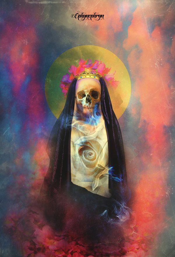 600x881 Santa Muerte By Ephynephryn On Nuestra De La - Santa Muerte Painting