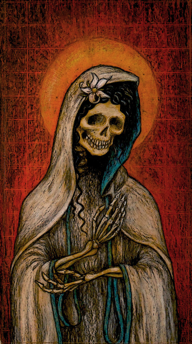 668x1195 Santa Muerte By Karbunkl - Santa Muerte Painting