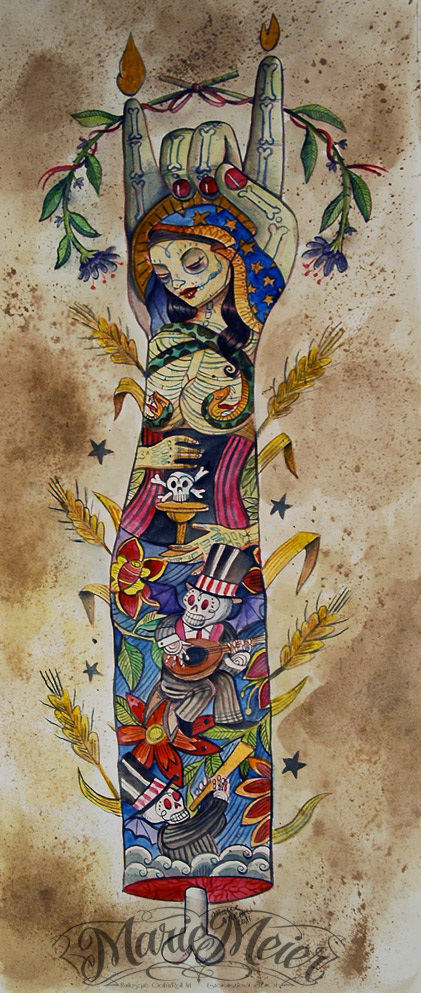 421x993 Santa Muerte Tattooed Arm By Marie Oz - Santa Muerte Painting