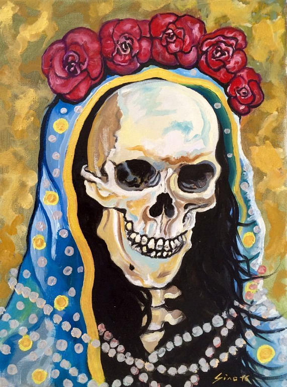 570x768 La Santa Muerte N5 A3 Print From Original Oil Painting - Santa Muerte Painting