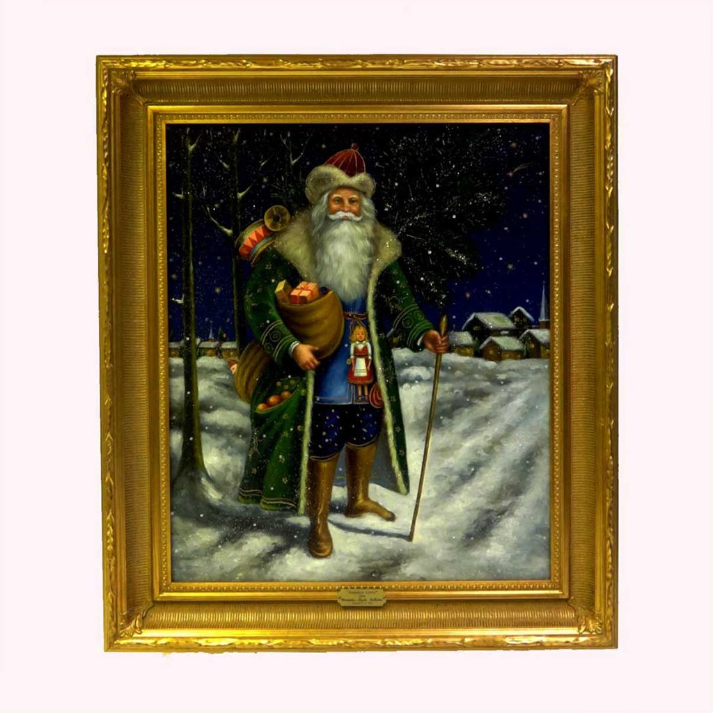 1024x1024 Christopher Radko Siberian Santa Oil Painting - Santa Oil Painting