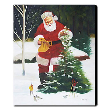 384x384 Hand Painted Oil Painting People Christmas Santa Claus 1210 Pe0009 - Santa Oil Painting