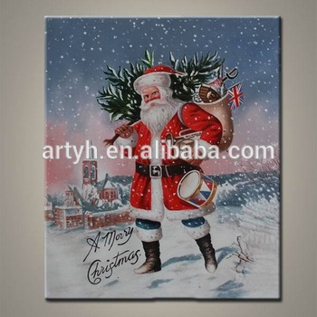 350x350 Handmade Modern Christmas Landscape Paintings Santa Claus Canvas - Santa Oil Painting