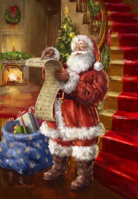 450x647 Santa Claus Oil Painting - Santa Oil Painting