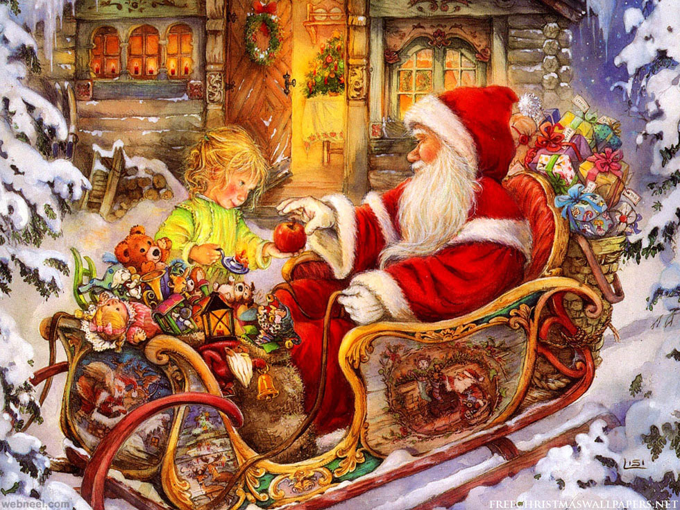 980x735 Christmas Santa Paintings 24 - Santa Painting