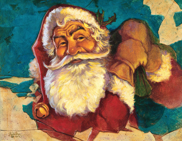 600x464 Antique Santa Painting - Santa Painting