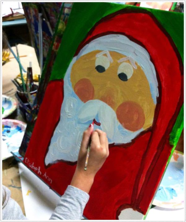 600x715 40 Awesome Canvas Painting Ideas For Kids - Santa Painting For Kids